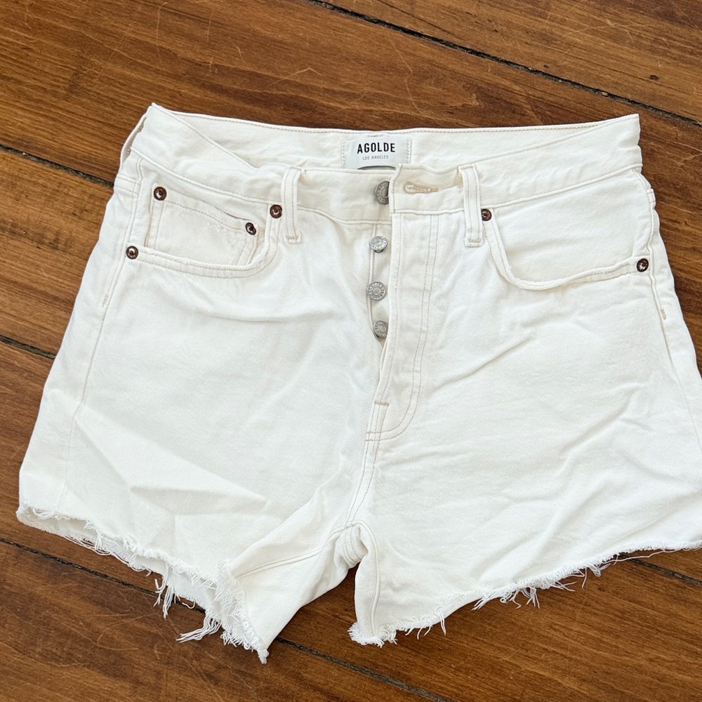 Agolde Parker Jean Shorts - vintage white/off white color